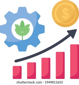 concepto de rentabilidad y rentabilidad, aumento de rendimiento de cultivos y reducción de costes Color vectorial Icono Diseño, símbolo de agricultura inteligente sobre fondo blanco, Signo de agricultura digital, ganadería por satélite 