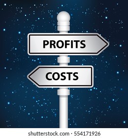 Profit and costs signpost design,clean vector