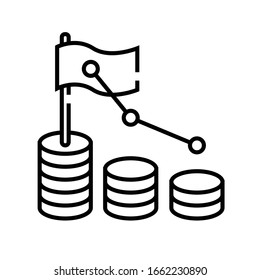 Icono de línea de disminución de ganancia, signo de concepto, ilustración de vector de contorno, símbolo lineal.