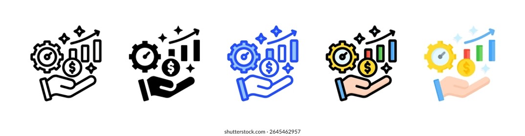 Colección de iconos de rentabilidad con varios estilos