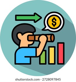 Ilustración vectorial isométrica del icono de previsión de beneficios