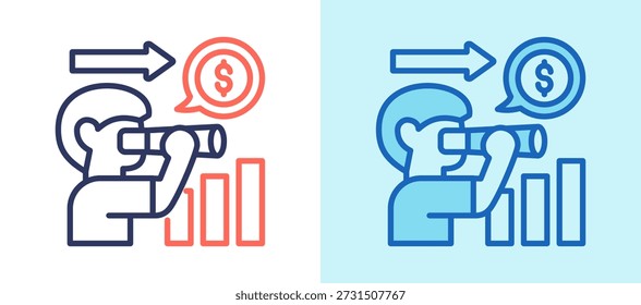 Icono de pronóstico de ganancias Ilustración vectorial azul blanco