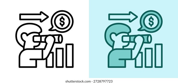 Icono de previsión de beneficios Ilustración vectorial whitegreen