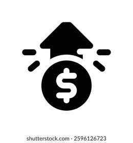 profit glyph icon. Strong and solid vector icon for websites, mobile interfaces, presentations, and visual branding. High quality and easy to edit.