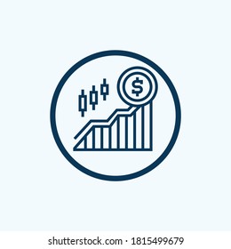 Icono de crecimiento de beneficios. Icono de vector aislado. Barra de progreso. Signo del gráfico de iconos de gráfico en crecimiento. El gráfico incrementa los beneficios. Icono de flecha para el éxito del crecimiento.