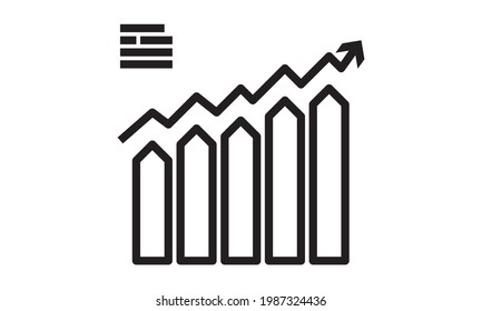 Profit growing icon. Isolated vector icon. Progress bar. Growing graph icon graph sign. Chart increase profit. Growth success arrow icon. EPS 10