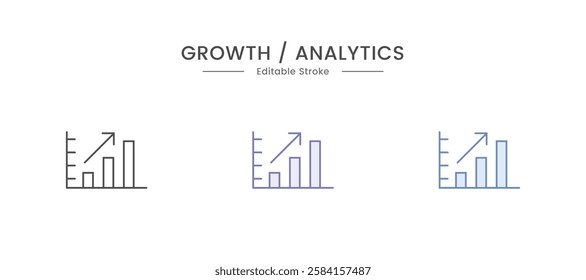 Profit growing icon. Isolated vector icon. Progress bar. Growing graph icon graph sign. Chart increase profit. Growth success arrow icon.