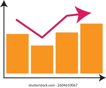 Profit growing icon ,Single black arrow growing up business icon, simple successful chart graph