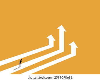 Profit grows, Development, Businessman looks at the graph that grows the most