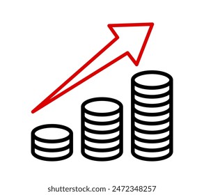 profit growth chart, coin icon