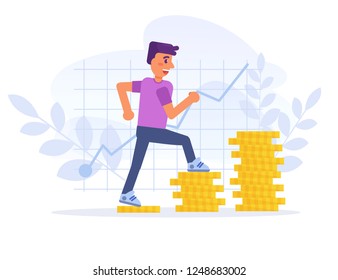 Profit growth chart Vector. Cartoon. Isolated art on white background. Flat