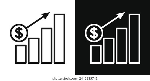 Profit Growth and Chat Arrow Icons. Business Increase and Sales Chart Symbols.