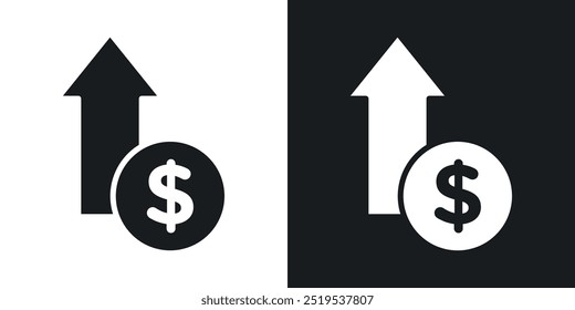 Iconos del icono del crecimiento de la ganancia en estilo lleno blanco y negro