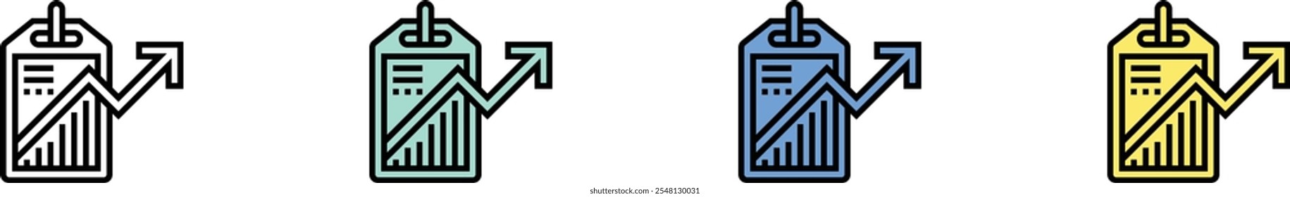profit growth icon. Outline, Green, Blue and Yellow Style Design Isolated On White Background