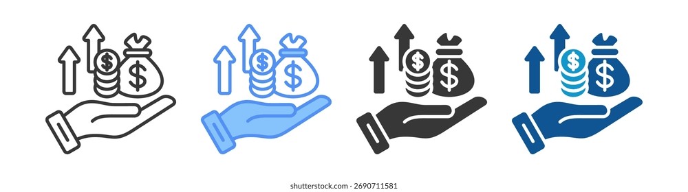 Profit Growth Icon Set Multiple Style Collection