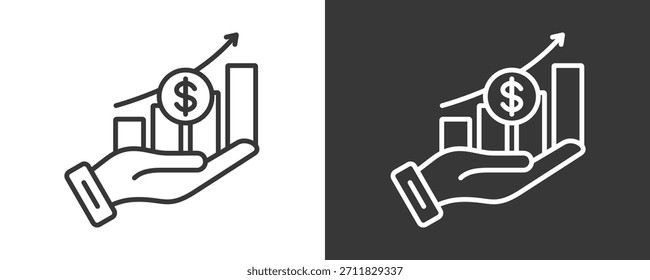 Gewinnwachstum Symbol Set Vektorgrafik-Kollektion einzeln auf Schwarz und Weiß