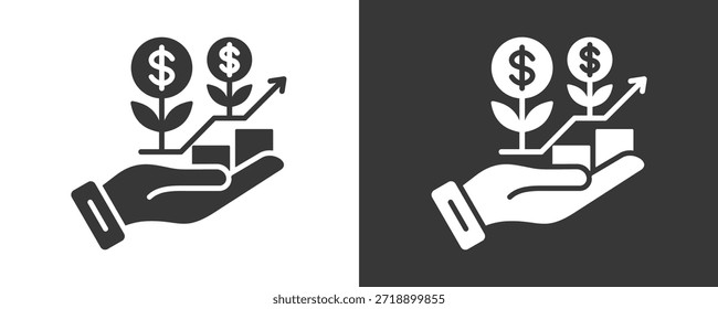 Profit Growth Icon Set Vector Collection Isolated In Black And White