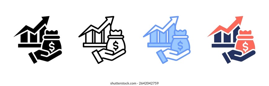 Profit Growth icon sheet multiple style collection