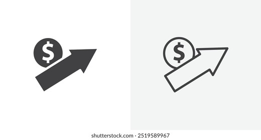 Icono de crecimiento de ganancias. estilo de línea delgada de relleno sólido y trazo eps 10