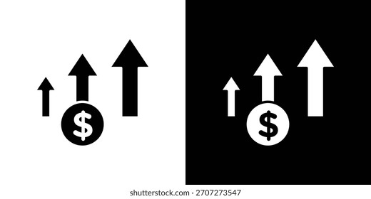 Icono de crecimiento de ganancias en conjunto de silueta sólida. Ilustración vectorial.
