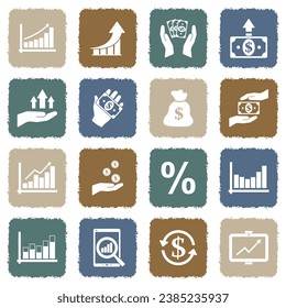 Profit Growth Icons. Grunge Color Flat Design. Vector Illustration. 