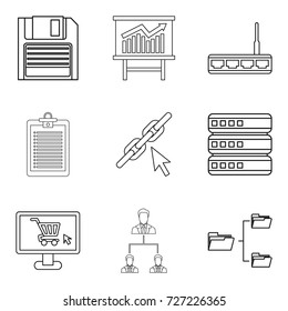 Profit growth icons set. Outline set of 9 profit growth vector icons for web isolated on white background