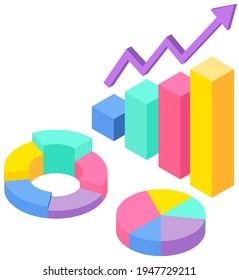 Profit growth indicators from sales on bar chart. Statistical data, statistics, sectorized diagram