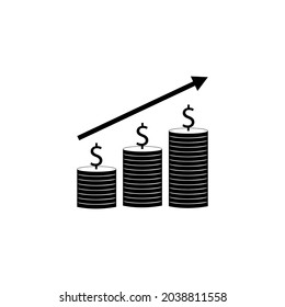 Profit growth progress. Data growth diagram. Finance report graph. Business vector icon.