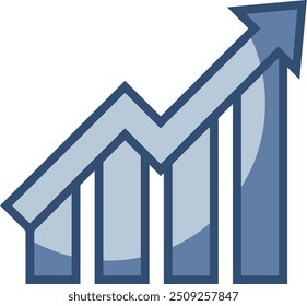 profit growth vector icon. sales increase symbol. transparent background. replaceable blue color design