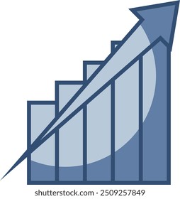 profit growth vector icon. sales increase symbol. transparent background. replaceable blue color design