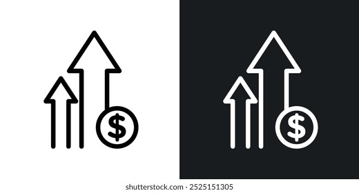 Línea de crecimiento de ganancias en color negro de línea delgada. ilustración de símbolos de Vector simple plano.