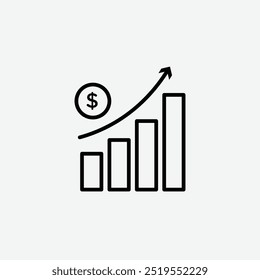 Icono de Vector de línea de crecimiento de ganancias. EPS 10