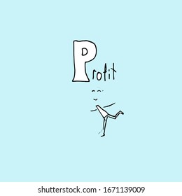 Profit hand-drawn concept on a blue background