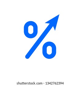 Profit High Growth Arrow And Percent Icon. Vector GDP Profit Increase Arrow Up Symbol