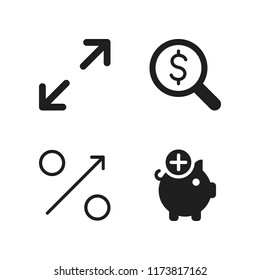 profit icon. 4 profit vector icons set. percentage, maximize and piggy bank icons for web and design about profit theme