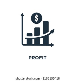 Profit icon. Black filled vector illustration. Profit symbol on white background. Can be used in web and mobile.