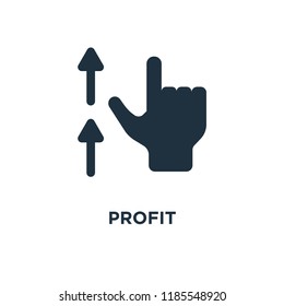 Profit icon. Black filled vector illustration. Profit symbol on white background. Can be used in web and mobile.
