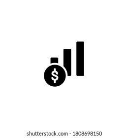 Profit Icon in black flat glyph, filled style isolated on white background