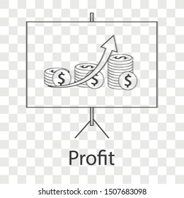 Profit icon concept on transparency background. Business idea concept. Line vector illustration use for your web page. 
