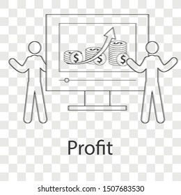 Profit icon concept on transparency background. Business idea concept. Line vector illustration use for your web page. 