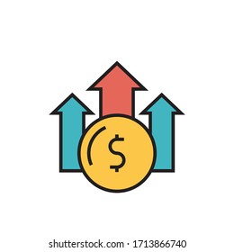 profit icon filled outline vector illustration. isolated on white background