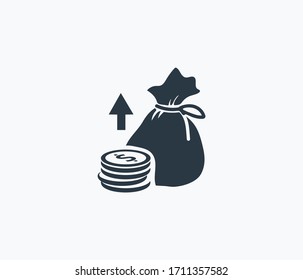 Profit icon isolated on clean background. Profit icon concept drawing icon in modern style. Vector illustration for your web mobile logo app UI design.