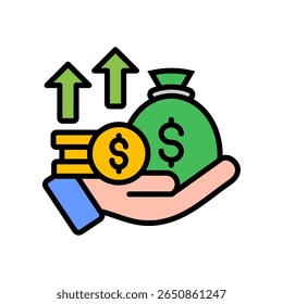 Profit Icon Lineal Color Vector Illustration