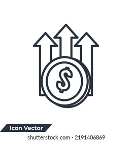 ilustración vectorial del logotipo del icono de ganancia. plantilla de símbolo de crecimiento de ingresos para colección de diseño gráfico y web