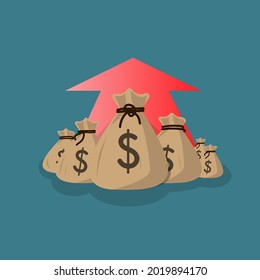 Profit icon, money rising. concept of business income Compensation for business success. inflation or investment success. vector illustration