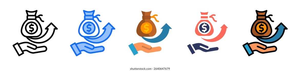 Profit Up Icon Multiple Vector Illustration