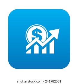 Profit Icon On Blue Button Background,clean Vector