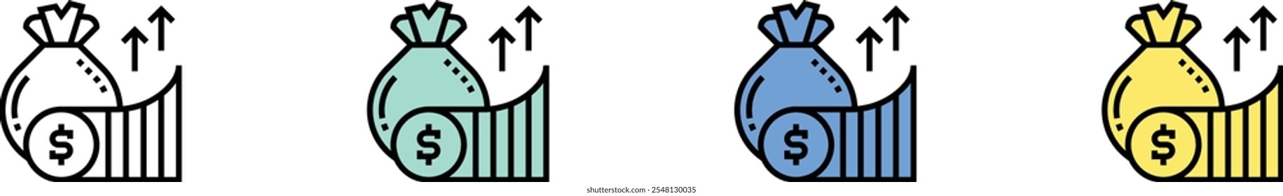 profit icon. Outline, Green, Blue and Yellow Style Design Isolated On White Background