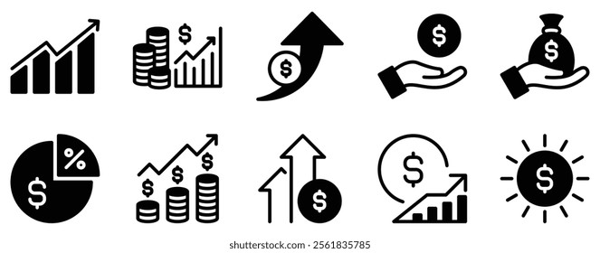 Profit Icon Set Dynamic Solid Style Collection for Financial Success