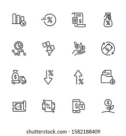 Profit icon. Set of line icons on white background. Financial bill, investment, earning. Banking concept. Vector illustration can be used for topics like business, finance, money